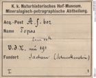 Etiketten zu Topas (NHMW-MIN-Af602)